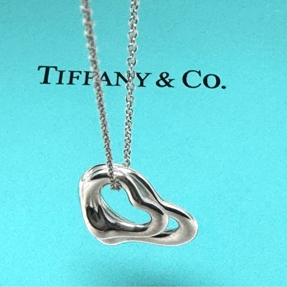 Authentic Tiffany & CO. Elsa Peretti Small / Mini Double Open Heart Ne…